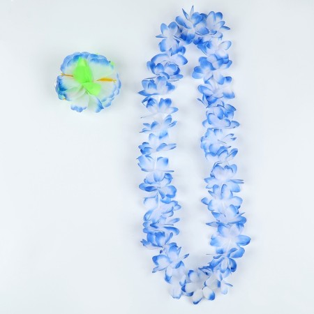 Hawaii set clip with a blue flower, wreath