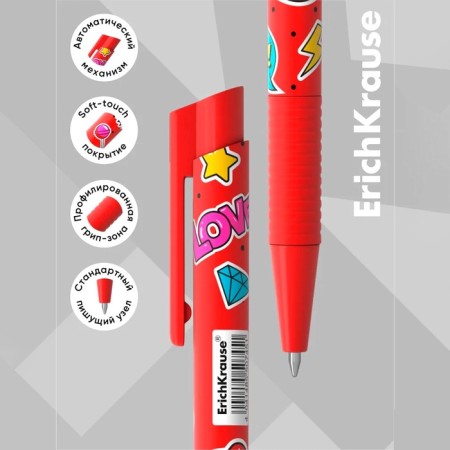 Handle Automatic Erichkrause Colortouch Sweet Love, Node 0.7 mm, Subtle letter, Soft Touch case, Design case, blue ink blue-1
