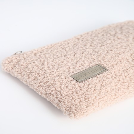 Cosmetic bag with lightning, textura, beige color-5