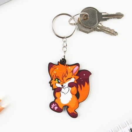 Key keychain wooden "fox" 4.7 x 6 cm-2