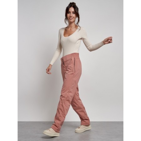 Warmed female trousers, size 50, color light brown-14