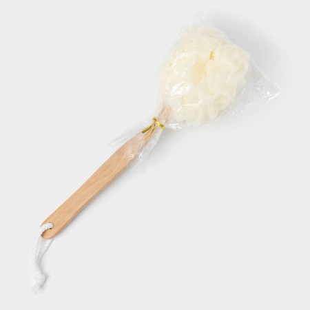 Body washcloth with a handle of a share, 50 g, white color-1
