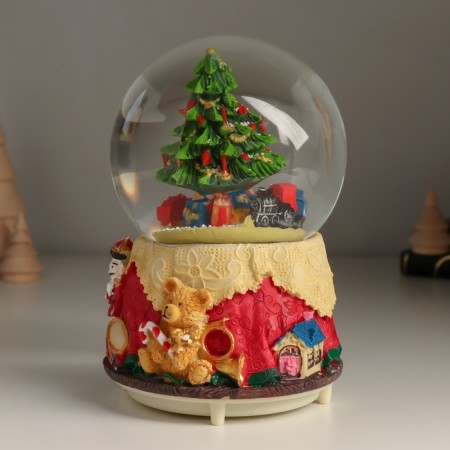 Souvenir Polystone Water Ball Light, Music, Snow Drigs "Christmas tree and Bear" 10.5x10.5x14 cm 1047343-3