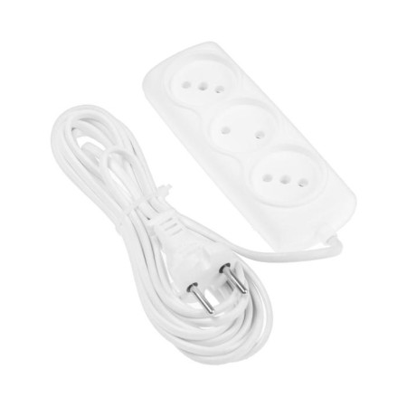Extension cordBuy, 3 sockets, 5 m, 6 A, 1350 W, SHVVP 2x0.75 mm2, without salary, white