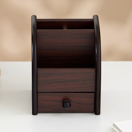 Organizer 2 sections, 1 drawer, series of cherry with Kant Black, 12x12x14cm-1