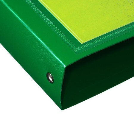 Folder on 4 rings A4, calligrata "panorama", 40 mm, 700 μm, facial pocket, green, mix-3