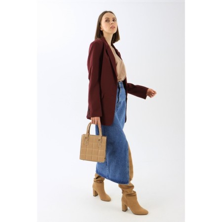 Bag Female Tout with zipper, beige color-3