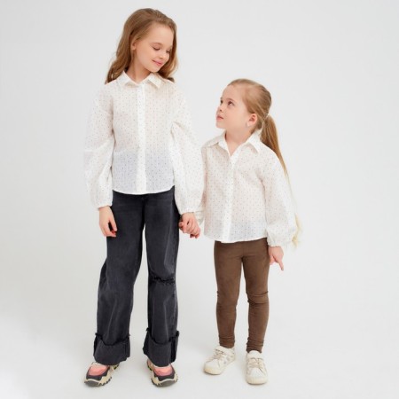 Рубашка детская MINAKU: Cotton collection цвет белый, рост 116-6