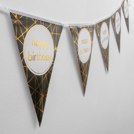 Garland "Happy Birthday", 12 flags, black color-1