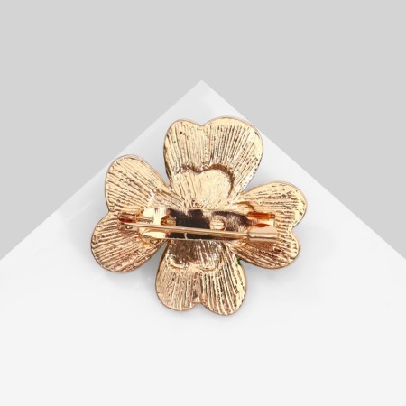 Brooch "Clover" fluffy, white-green color in gold-1
