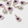 Suspension "drop" 3 × 1.7 × 0.7 cm, (set of 10 pcs.), Purple color in gold