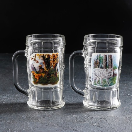 A set of beers for beer "Okhota-fish", 330 ml, 2 pcs, drawing mix-4