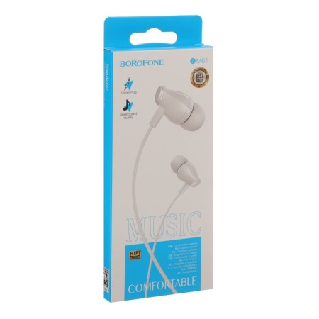Headphones Borofone BM61 Wanderer, vacuum, microphone, jack 3.5 mm, cable 1.2 m, white-5