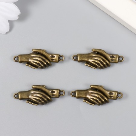 Magnetic metal fastener "Hands" bronze 3x1.3 cm-1