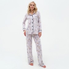 Women's pajamas (shirt and trousers) KAFTAN Birds size 40-42, gray