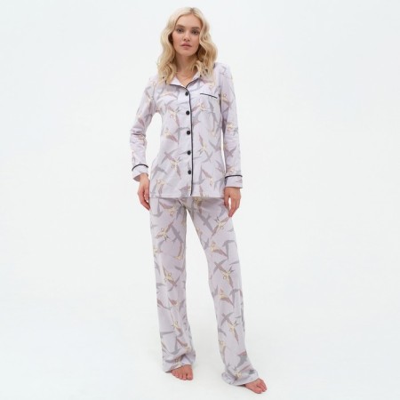 Women's pajamas (shirt and trousers) KAFTAN Birds size 40-42, gray
