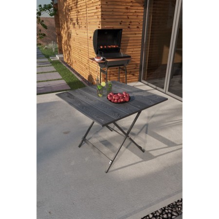 Folding table "Lunge Quadro", 910 × 910 × 750 mm, DPP gray / frame metal black matte