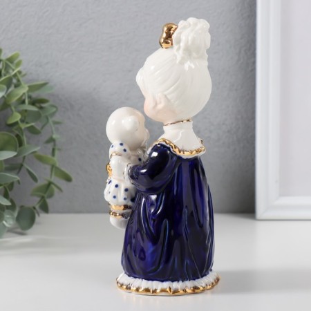 Souvenir Ceramics "Baby in a night shirt with a teddy bear" Cobalt 7x7.5x16.5 cm-2