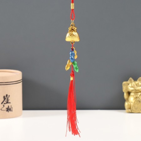 Plastic suspension, textiles "Golden Cash bag with peanuts" 25 cm