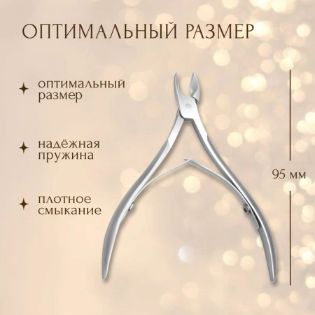 Manicure nippers for cuticles, double spring, 9.5 cm, blade length - 8 mm, in a case, silver color-1