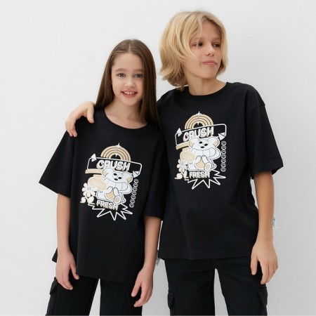 Children's Minaku T -shirt, black color, height 164 cm