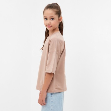 T -shirt Children's Minaku: Basic Line Kids beige color, height 158 ​​cm-5