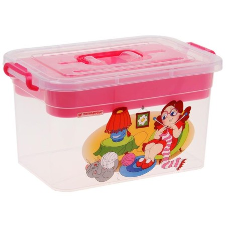 Storage container with a lid and a needlework lid, 10 l, 35 × 23 × 19 cm, color mix-5