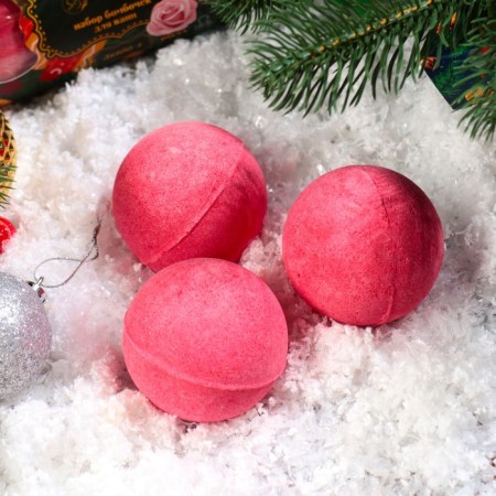 New Year's set of bombs for the bath "Candy", Red, 3 pcs of 100 g.-1