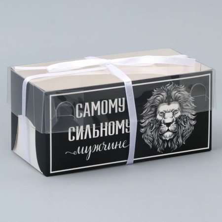 Capcake box, confectionery packaging, 2 cells to a strong man, 16 x 8 x 7.5 cm-1