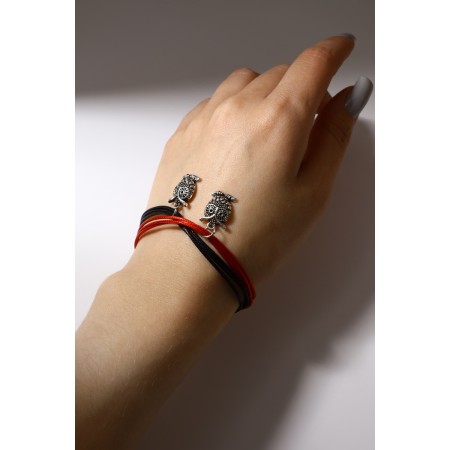 Bracelets "Demetrons" owl, red-black color, l = 17 cm-1