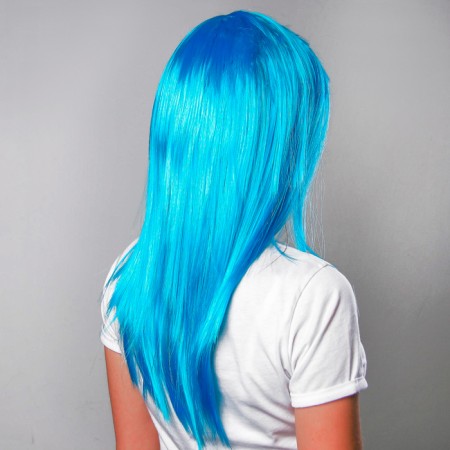Carnival wig, long straight hair, blue color, 120 g-1