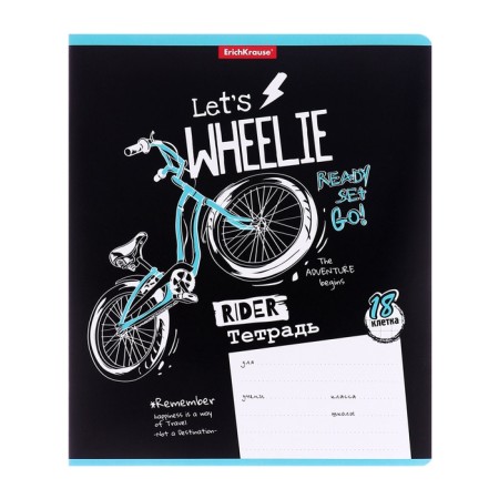Notebook of 18 sheets in the Erichkrause bicycle Rider, cover coated cardboard, offset block, whiteness 100%, mix-8