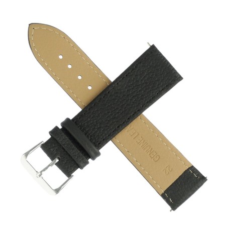 Solomon watch strap, 22 mm, genuine leather, L-20 cm, black with embossing
