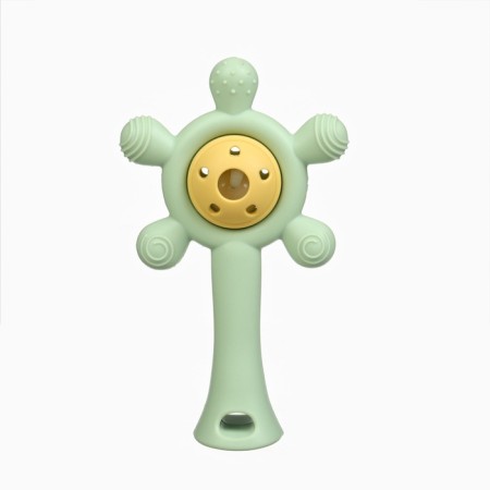 Silicone teether with a rattle "Baby", green color, crumb me-1