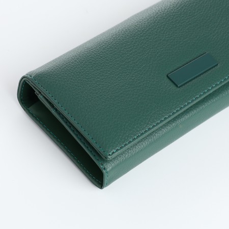 Women's wallet on magnets, green color-2