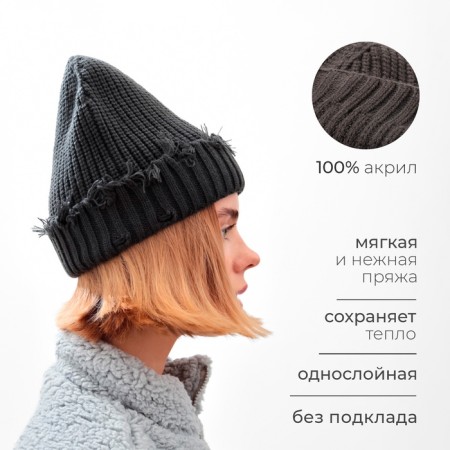 Women's hat minku, dark gray color, rr 56-58-7