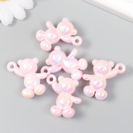Decor for creativity Plastic "Pension Bear with a loop" White-pink 3x1.4x3.1 cm-2