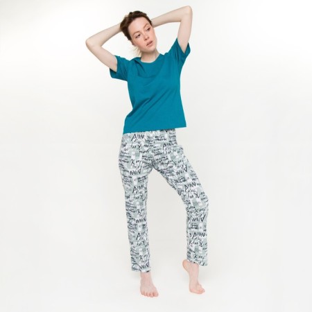 Female set (T -shirt, trousers), turquoise color, size 56-2