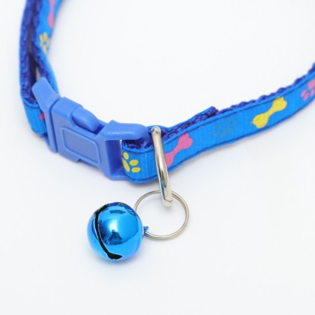 Two -layer collar with fastx "Multi -colored bones" 30 x 1 cm, blue-2