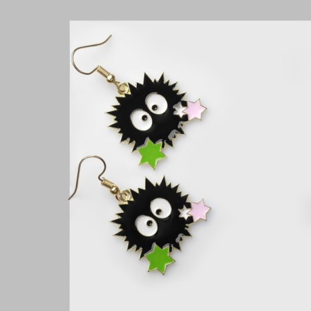 Earrings "Boom" stars, colored in gold
