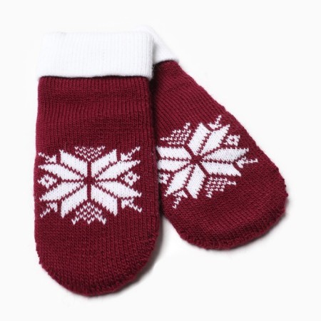 Women's mittens, burgundy color, size 18