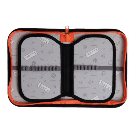 Penal 3 sections, tab inside, 140 x 210 x 40 mm, fabric, calligrata top Block "Skeletics"-3
