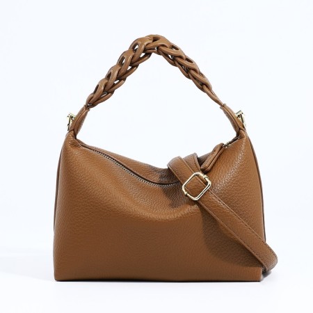 Baget bag with zipper, brown color