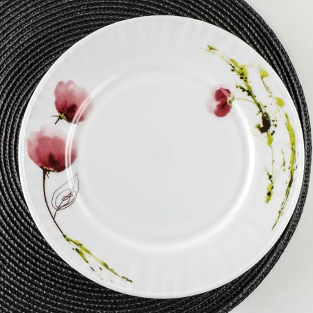The plate of the lunch share "Tender poppies", d = 25 cm, glass ceramic, white color