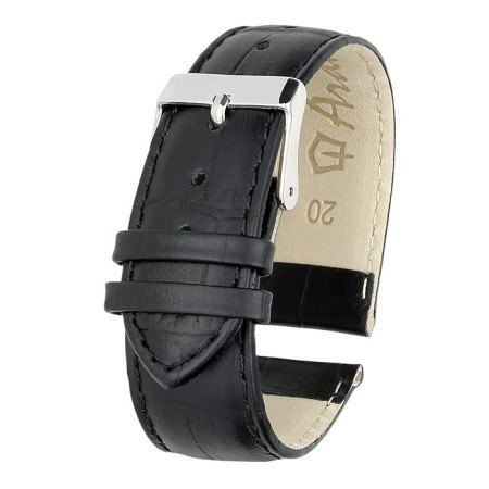 Watch strap, 20 mm, hindle 80 mm, larynx 120 mm, genuine leather, black