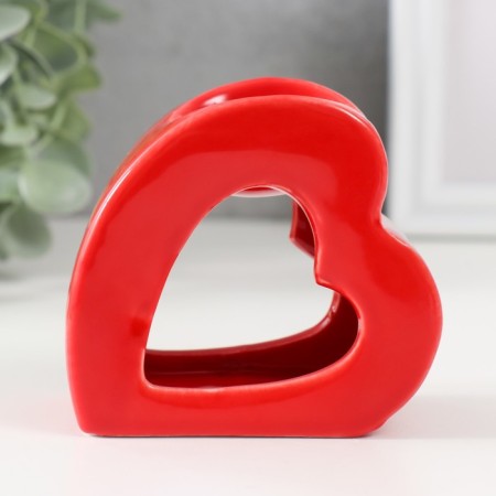 Aroma lamp ceramics "Heart" red 9x4.8x8 cm-3