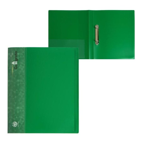 Folder on 2 rings A4, Calligrata, 27 mm, 700 μm, internal and end pocket, green