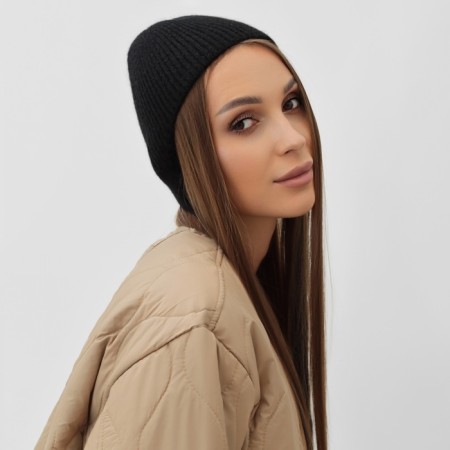 Women's cap with rabbit hair, pr 56 cm, black-2