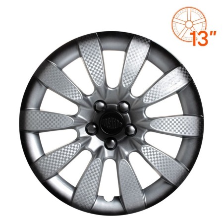 Wheel caps 13 "Tornado +", silver-black, carbon, 2 pcs AIRLINE AWCC-13-07-1