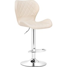 Barrier stool Porch metal/eco -leather, chrome/beige 48x47x91 cm